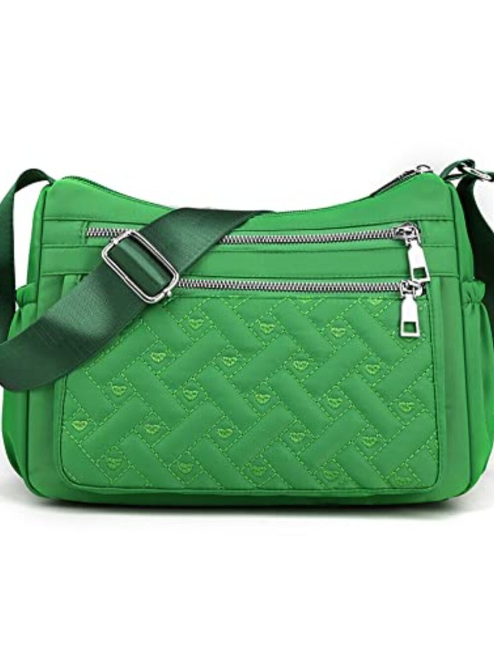 Quilted Nylon Crossbody Shoulder Bag Multi Pocket Messenger Travel Purse